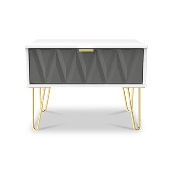 Geo 1 Drawer Side Table with Gold Hairpin Legs