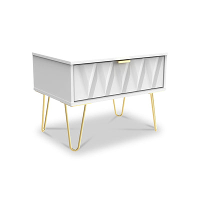 Geo 1 Drawer Side Table with Gold Hairpin Legs