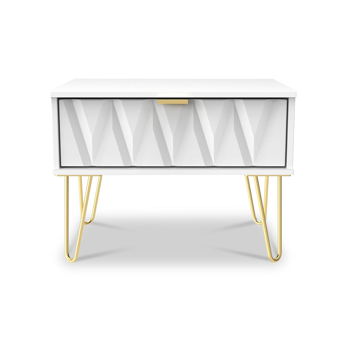 Geo 1 Drawer Side Table in White by Roseland Furniture