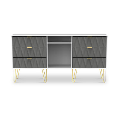 Geo 6 Drawer Sideboard with Gold Hairpin Legs