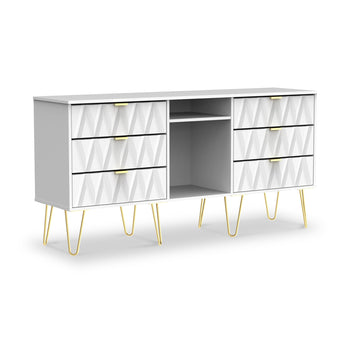 Geo 6 Drawer Sideboard with Gold Hairpin Legs
