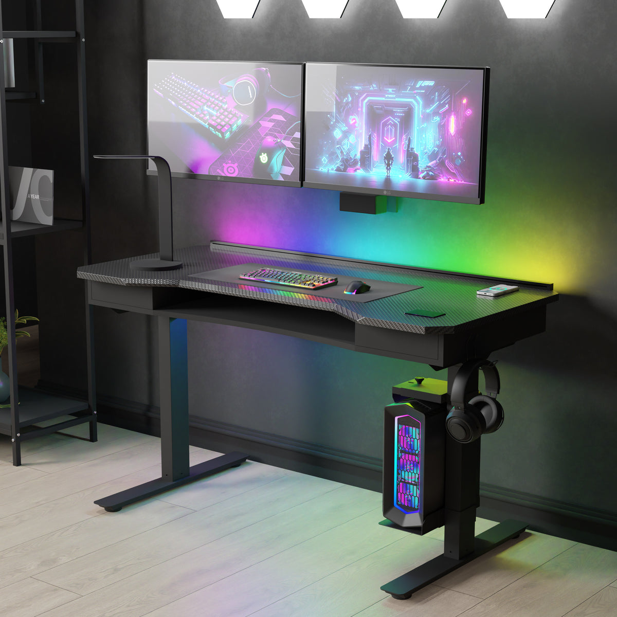 Koble Cyclone Smart Electric Height Adjustable Gaming Desk with Carbon Top