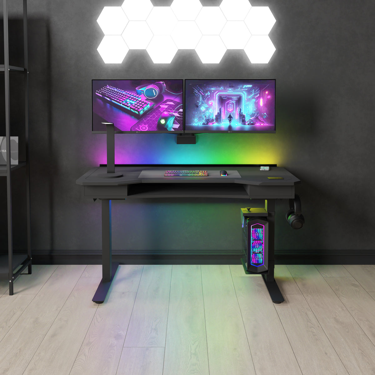 Koble Cyclone Smart Electric Height Adjustable Gaming Desk with Faux Leather Top