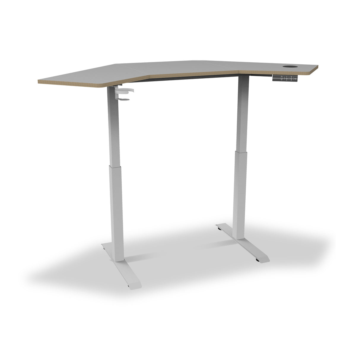 Gino White Smart Electric Height Adjustable Corner Standing Desk with wireless charging