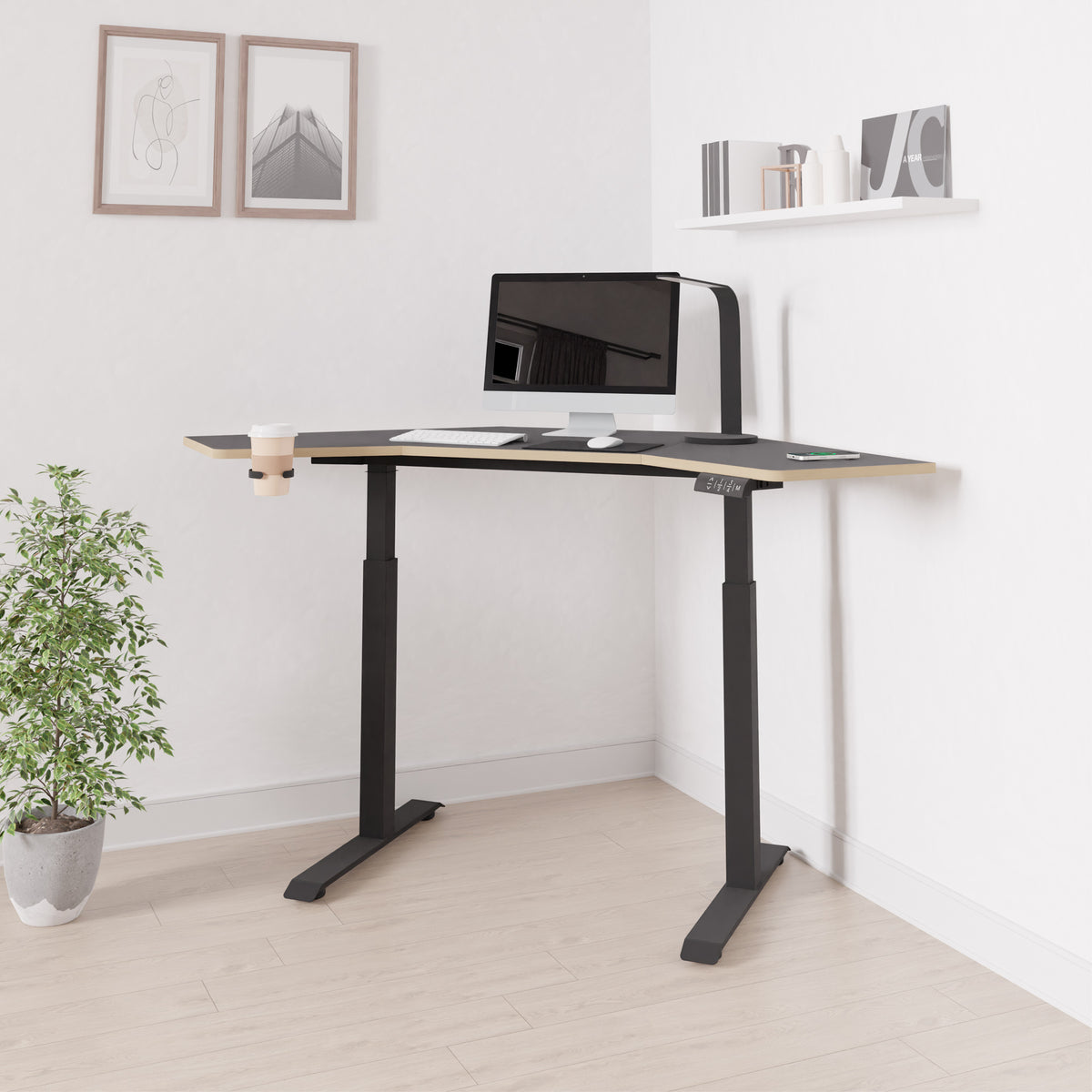 Gino Black Smart Electric Height Adjustable Corner Desk