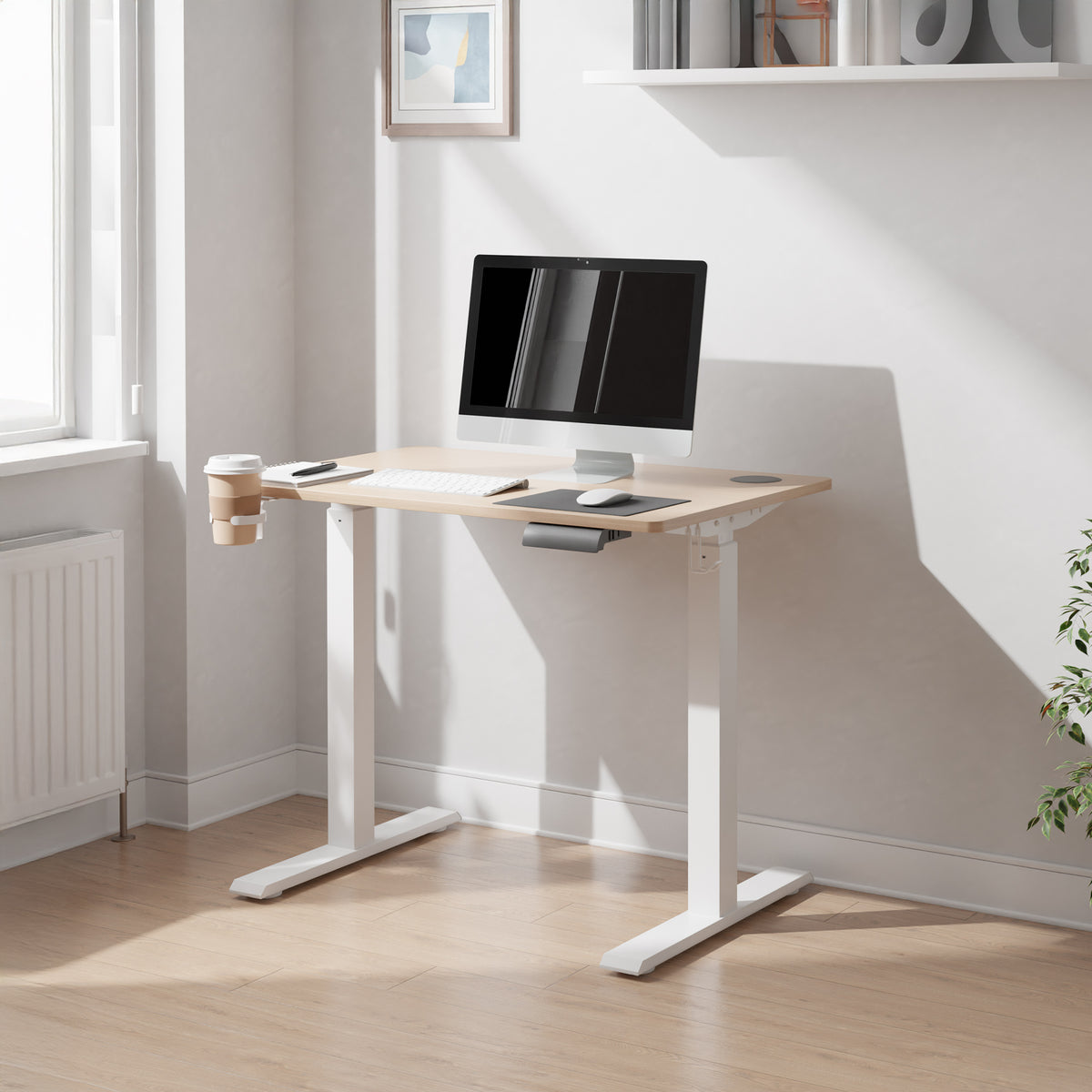 Koble Gino Compact 90cm Adjustable Smart Desk Ash from Roseland Furniture