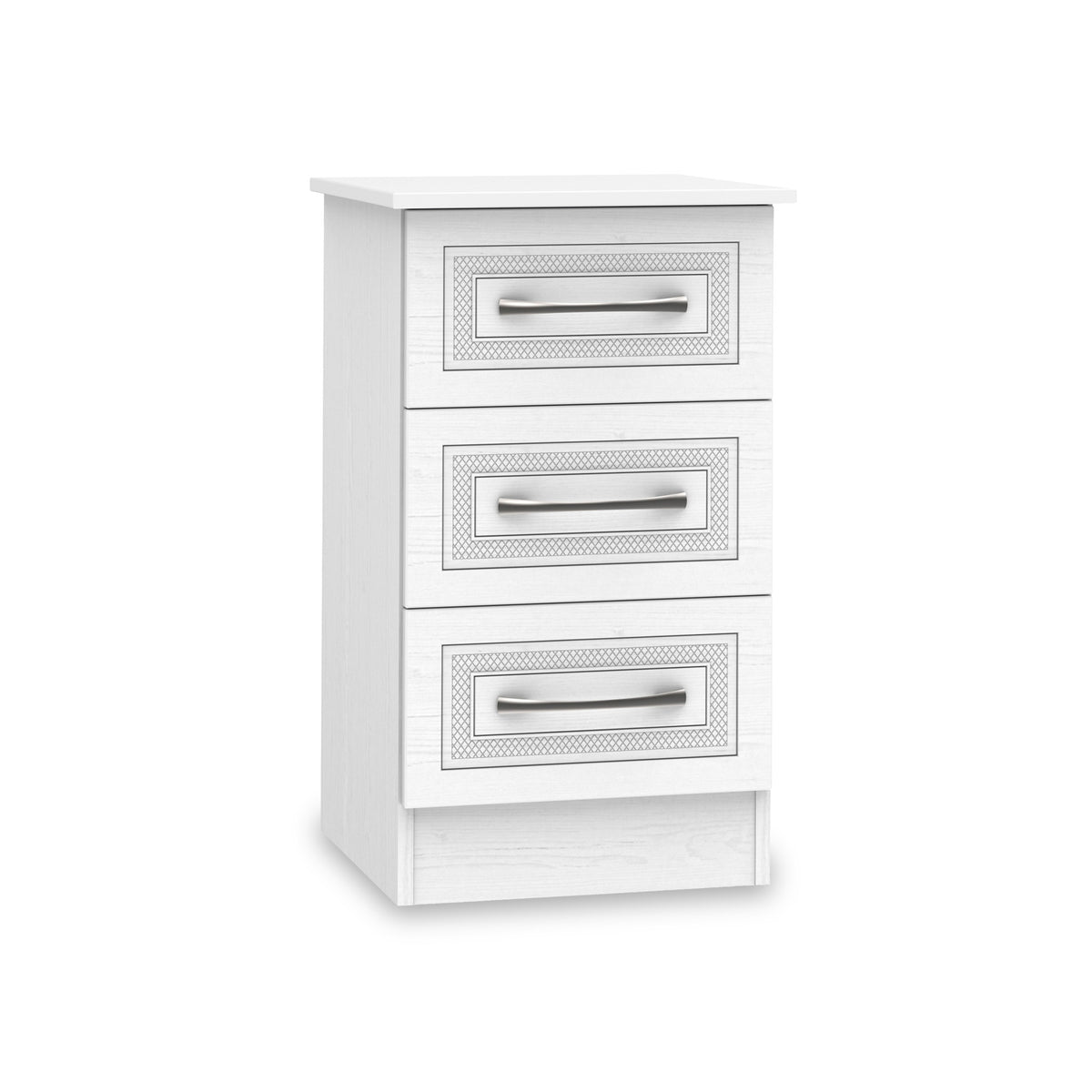 Kilgarth White 3 Drawer Bedside Table by Roseland Furniture