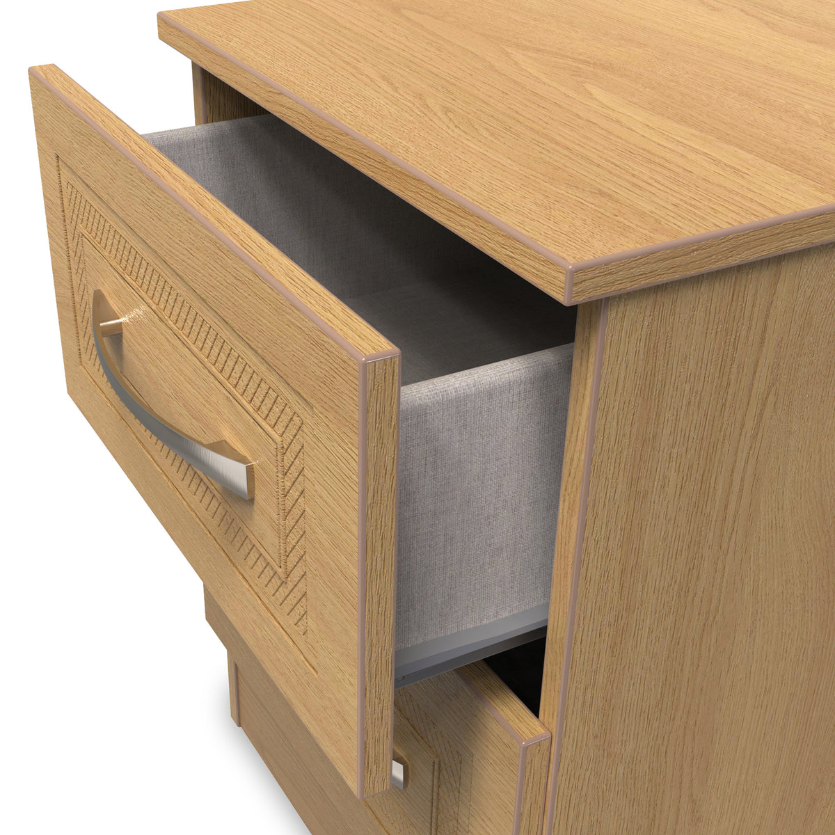 Kilgarth Modern Oak 2 Drawer Bedside Table by Roseland Furniture