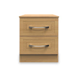 Kilgarth Modern Oak 2 Drawer Bedside Table by Roseland Furniture
