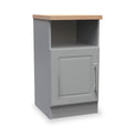 Talland Grey 4 Piece Bedroom Set with Oak Tops - 1 door bedside table