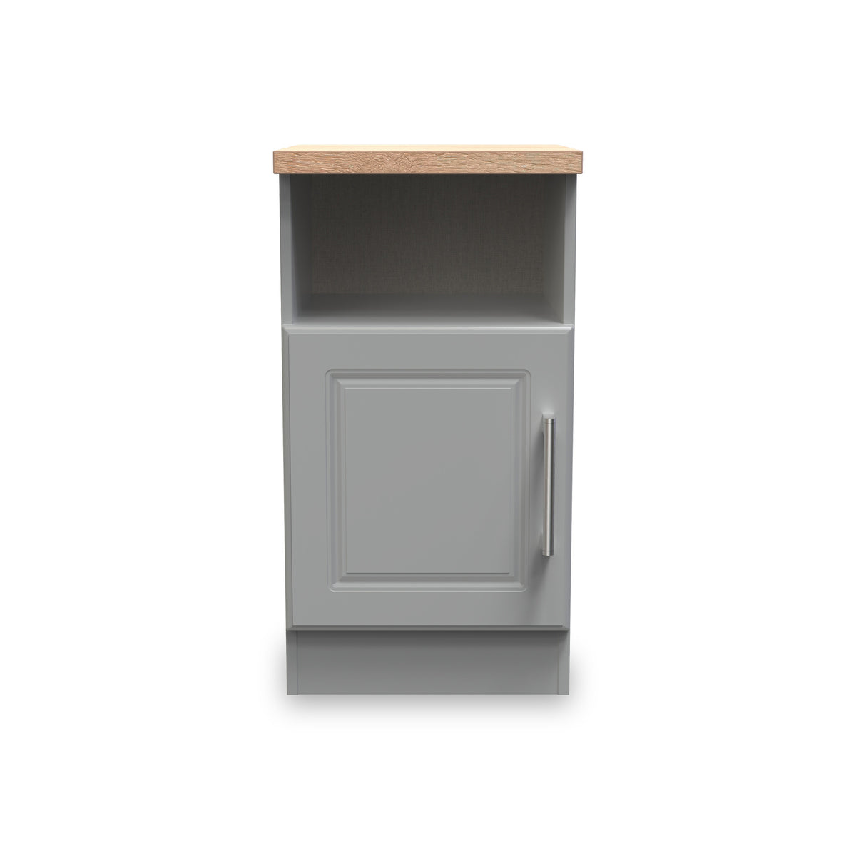 Talland Grey 1 Door Bedside Cabinet with Oak Top
