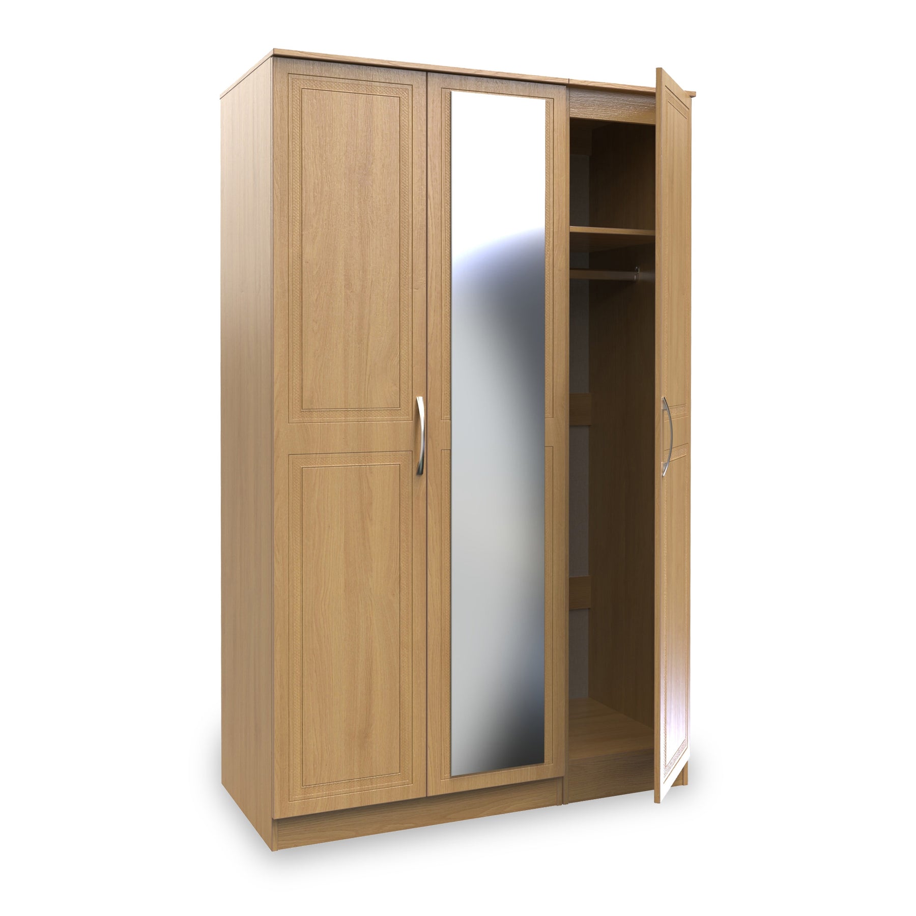 Kilgarth Modern Oak Triple Mirror Wardrobe by Roseland Furniture