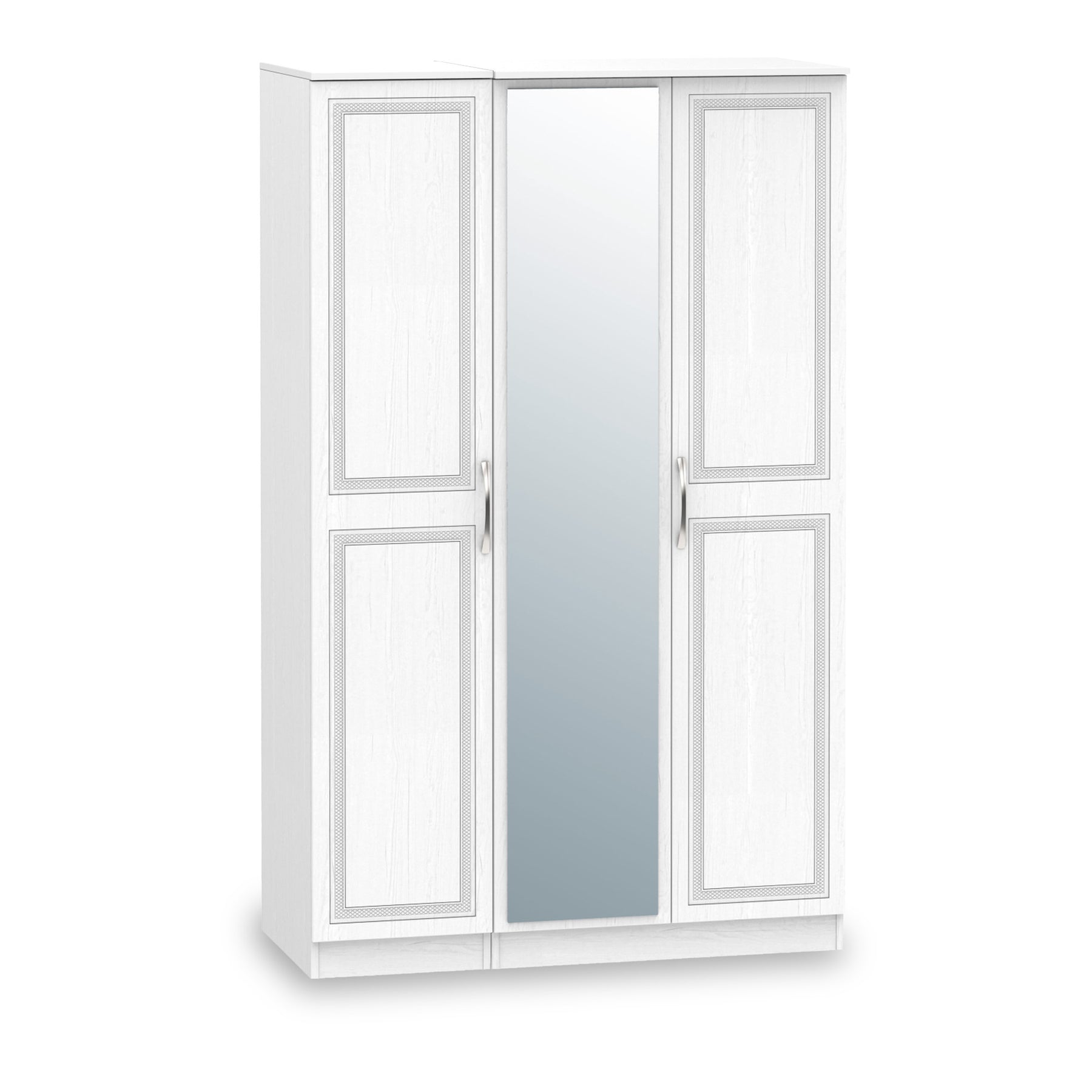 Kilgarth White Triple Mirror Wardrobe by Roseland Furniture