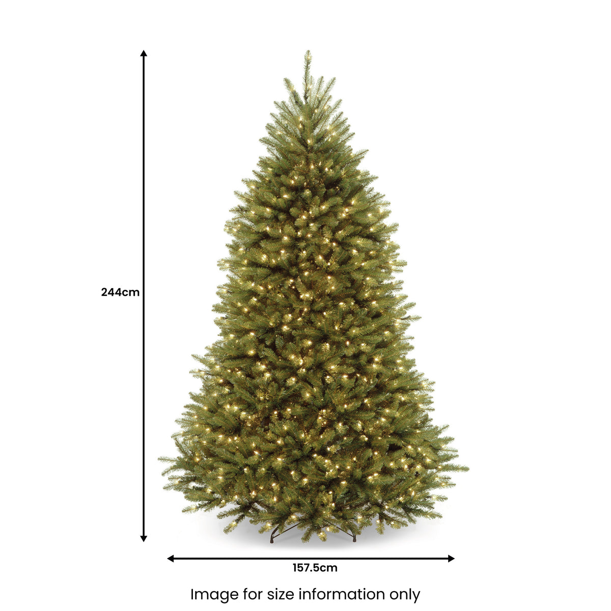 Dunhill Prelit Warm White LED Fir 8ft Tree dimensions