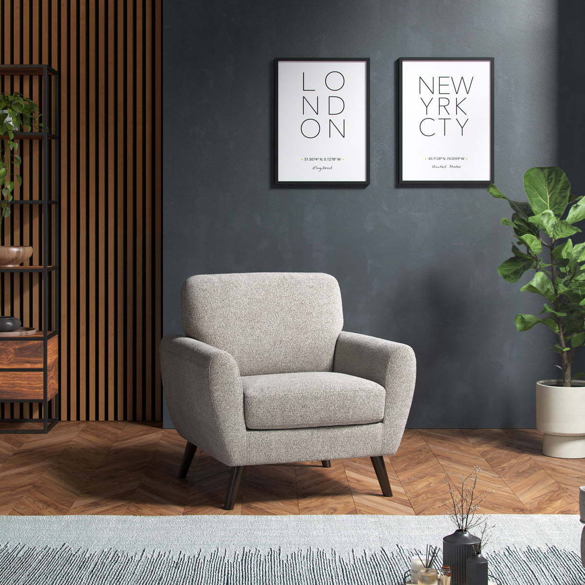 Dulcie Boucle Armchair Linen Dims from Roseland Furniture