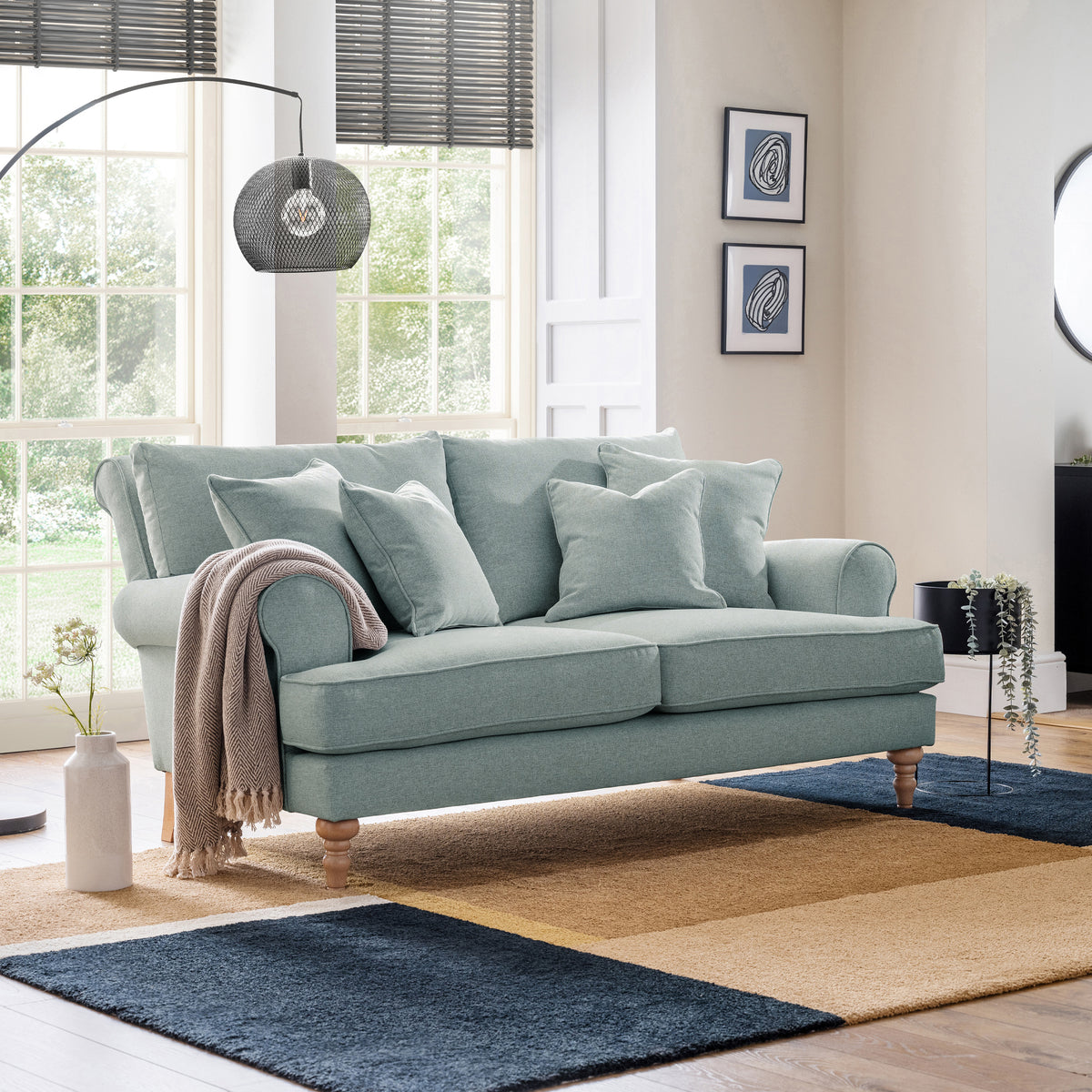 Norbury 2 Seater Sofa Aqua from Roseland Furniture