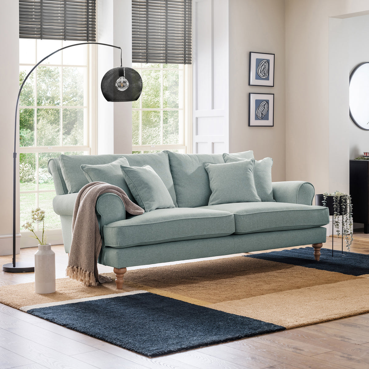 Norbury 3 Seater Sofa Aqua from Roseland Furniture