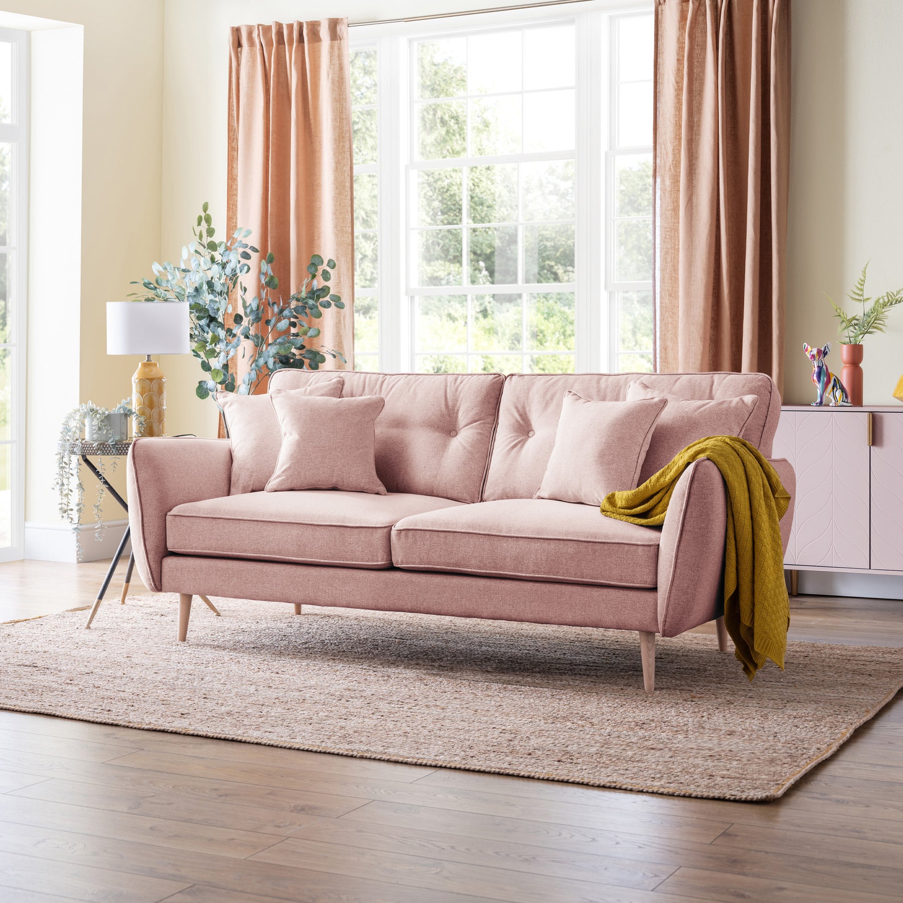 Elmbury 3 Seater Sofa Pink from Roseland Furniture