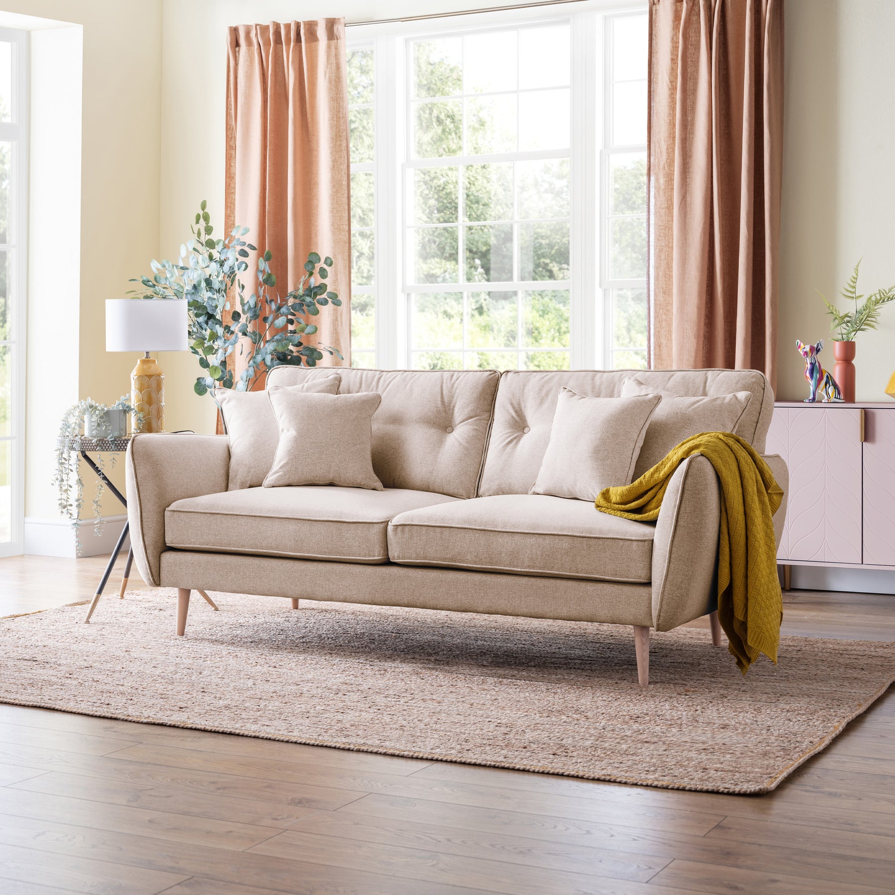 Elmbury 3 Seater Sofa Beige from Roseland Furniture