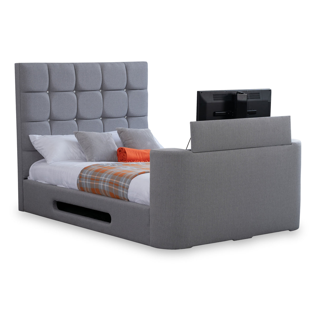 Hawkins Faux Linen TV Bed in Ash by Roseland Furniture
