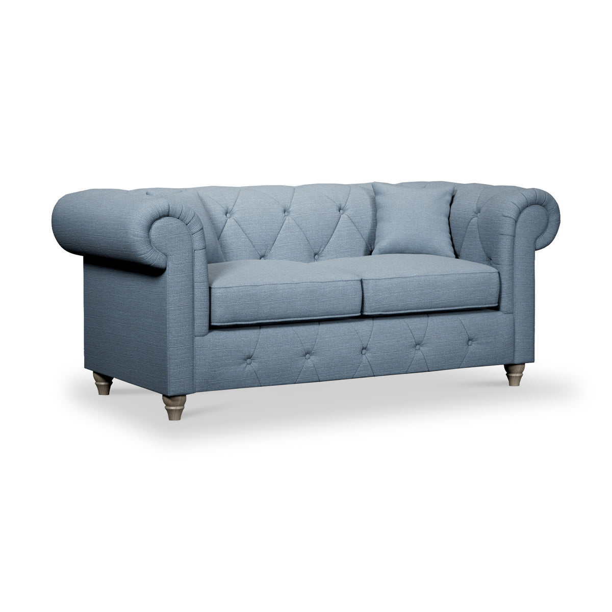 Everett 2 Seater Sofa Deep Blue Washed Oak Feet from Roseland Furniture