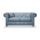 Everett 2 Seater Sofa Deep Blue Washed Oak Feet from Roseland Furniture