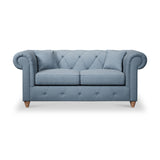 Everett 2 Seater Sofa Deep Blue Walnut Feet from Roseland Furniture
