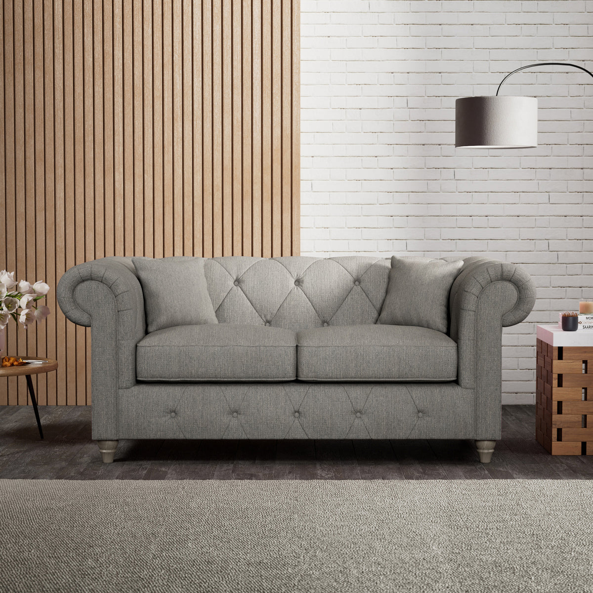 Everett 2 Seater Sofa Graphite Washed Oak Feet from Roseland Furniture
