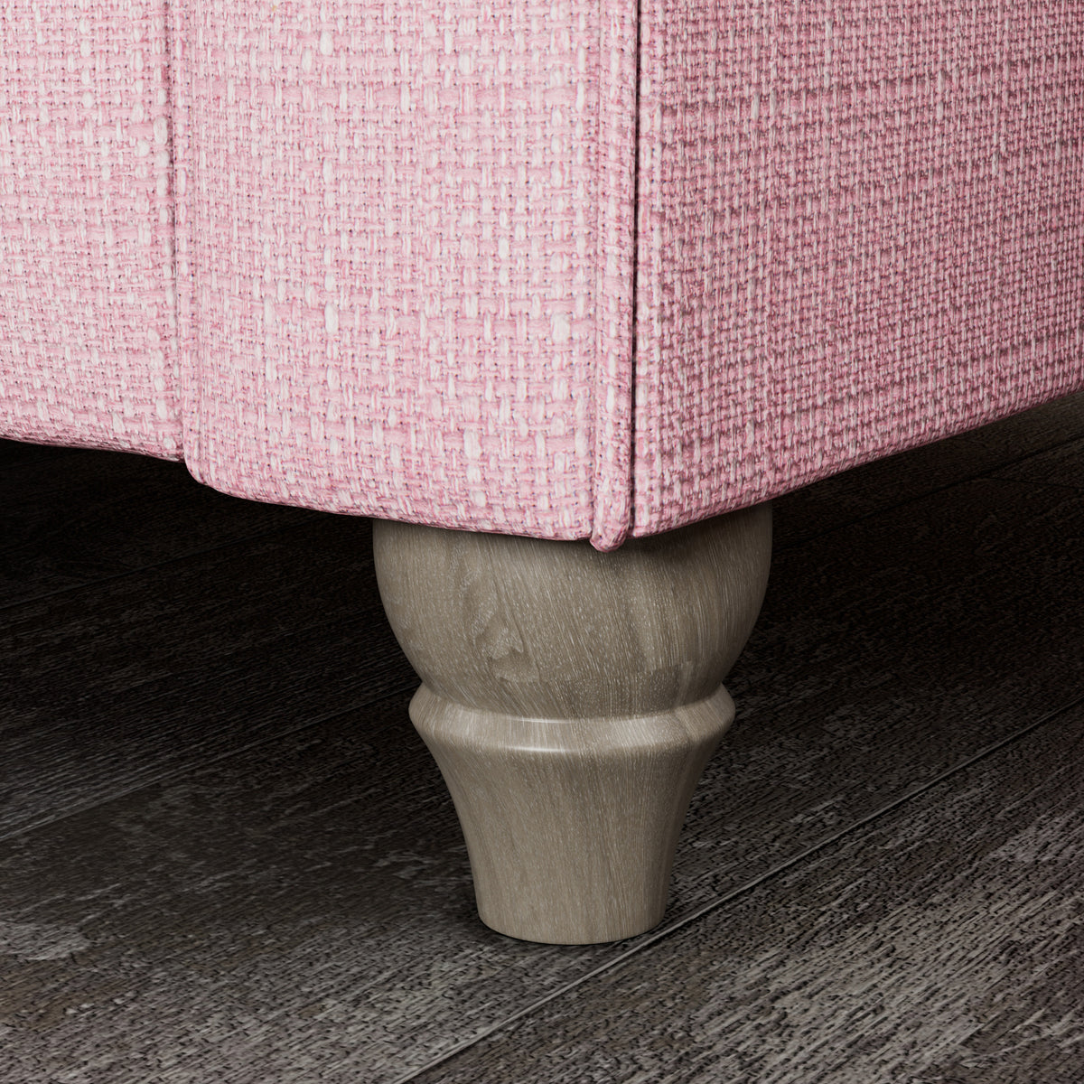 Everett 2 Seater Sofa Pink Washed Oak Feet from Roseland Furniture