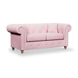 Everett 2 Seater Sofa Pink Walnut Feet from Roseland Furniture