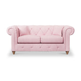 Everett 2 Seater Sofa Pink Walnut Feet from Roseland Furniture