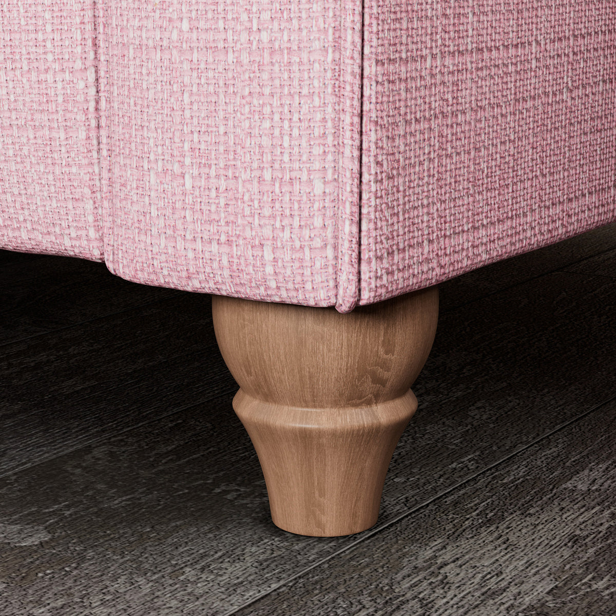 Everett 2 Seater Sofa Pink Walnut Feet from Roseland Furniture