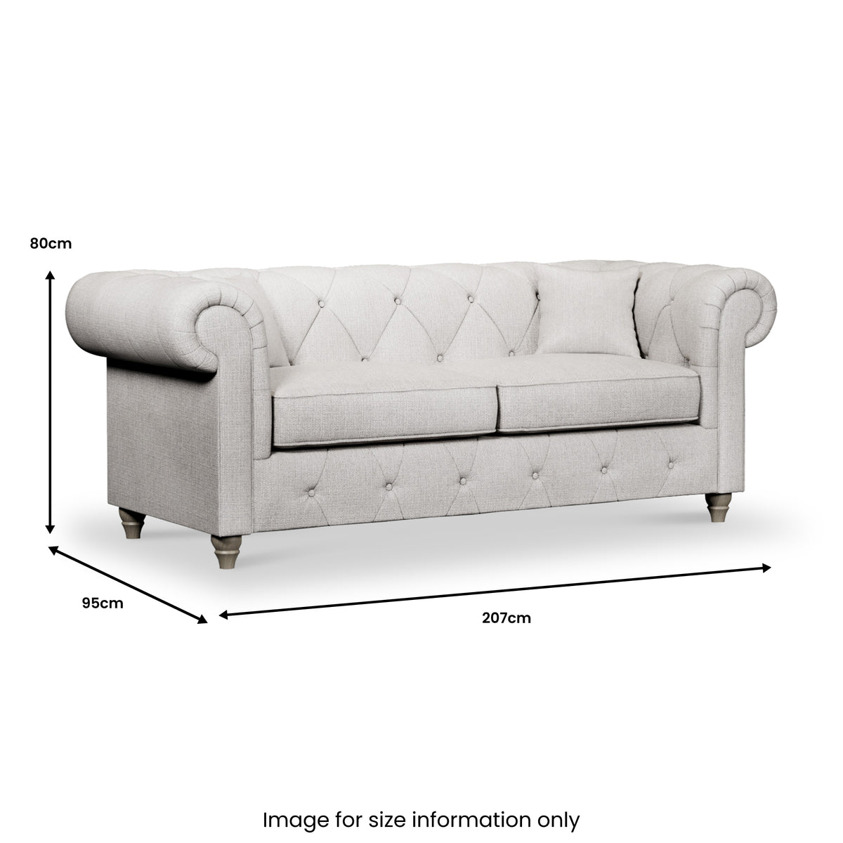 Everett 3 Seater Sofa Ash Washed Oak Feet from Roseland Furniture
