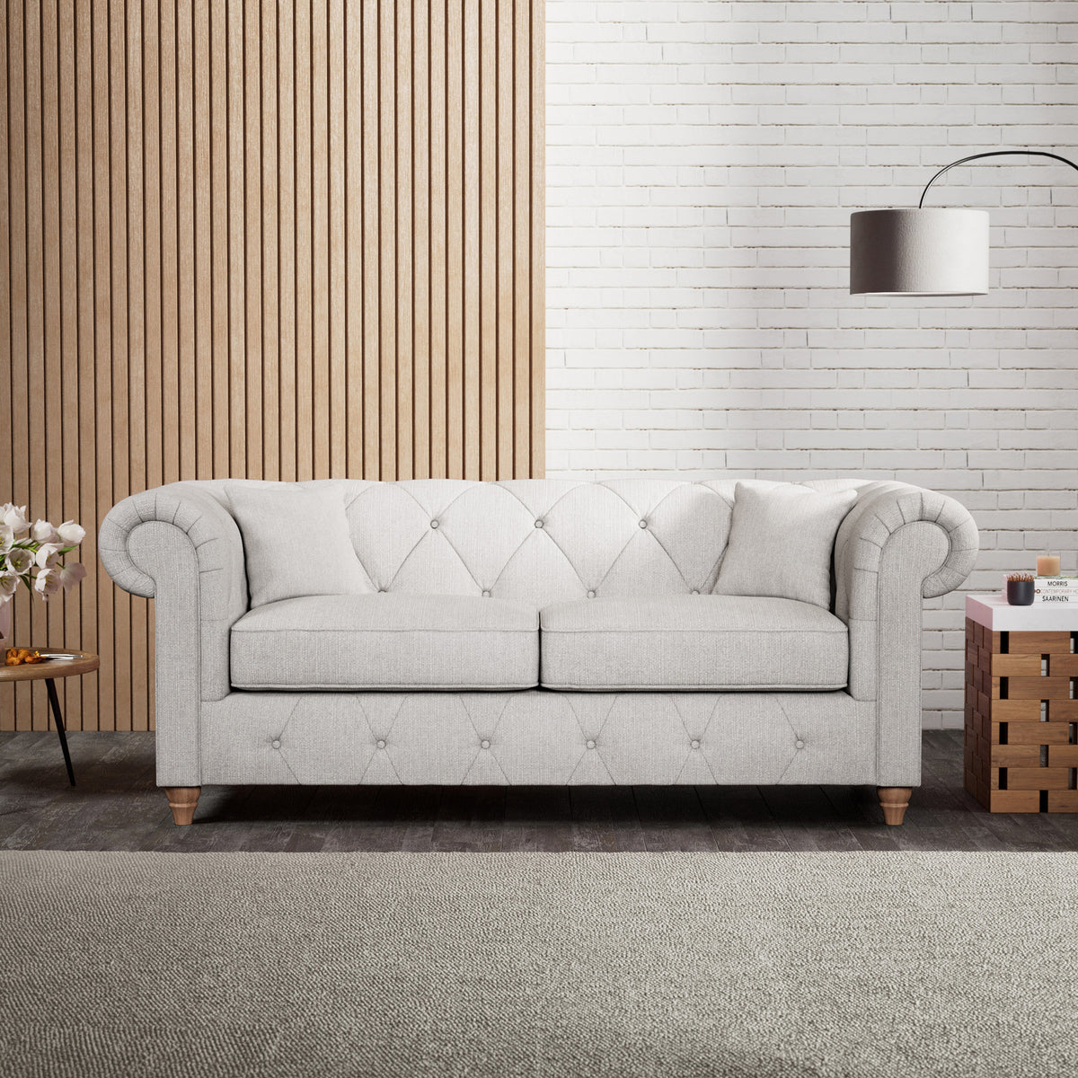 Everett 3 Seater Sofa Ash Walnut Feet from Roseland Furniture
