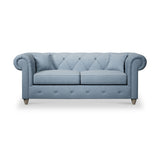 Everett 3 Seater Sofa Deep Blue Washed Oak Feet from Roseland Furniture
