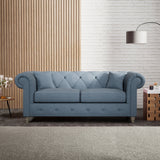 Everett 3 Seater Sofa Deep Blue Washed Oak Feet from Roseland Furniture