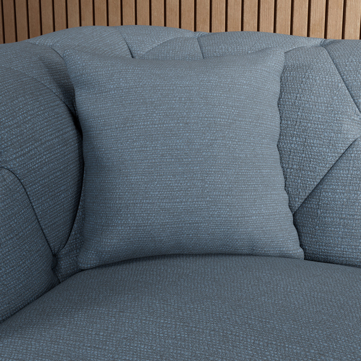 Everett 3 Seater Sofa Deep Blue Washed Oak Feet from Roseland Furniture