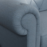 Everett 3 Seater Sofa Deep Blue Washed Oak Feet from Roseland Furniture