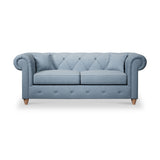 Everett 3 Seater Sofa Deep Blue Walnut Feet from Roseland Furniture