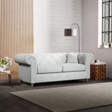Everett 3 Seater Sofa Light Blue Washed Oak Feet from Roseland Furniture