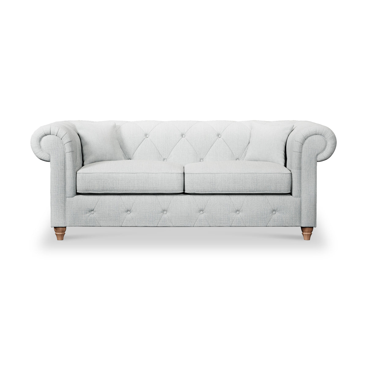 Everett 3 Seater Sofa Light Blue Walnut Feet from Roseland Furniture