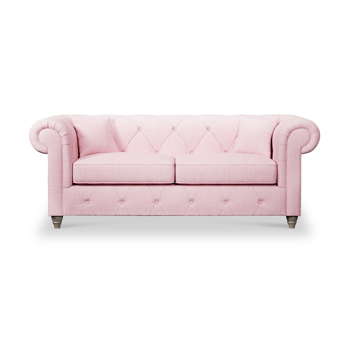 Everett 3 Seater Sofa Pink Washed Oak Feet from Roseland Furniture