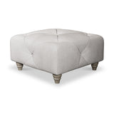 Everett Button Top Footstool Ash Washed Oak Feet from Roseland Furniture