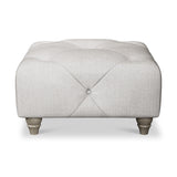 Everett Button Top Footstool Ash Washed Oak Feet from Roseland Furniture