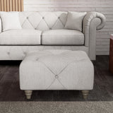Everett Button Top Footstool Ash Washed Oak Feet from Roseland Furniture