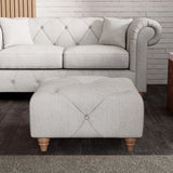 Everett Button Top Footstool Ash Walnut Feet from Roseland Furniture