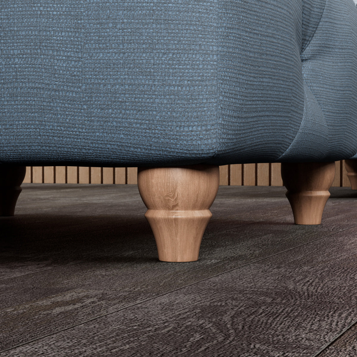 Everett Button Top Footstool Deep Blue Walnut Feet from Roseland Furniture