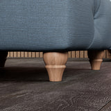 Everett Button Top Footstool Deep Blue Walnut Feet from Roseland Furniture