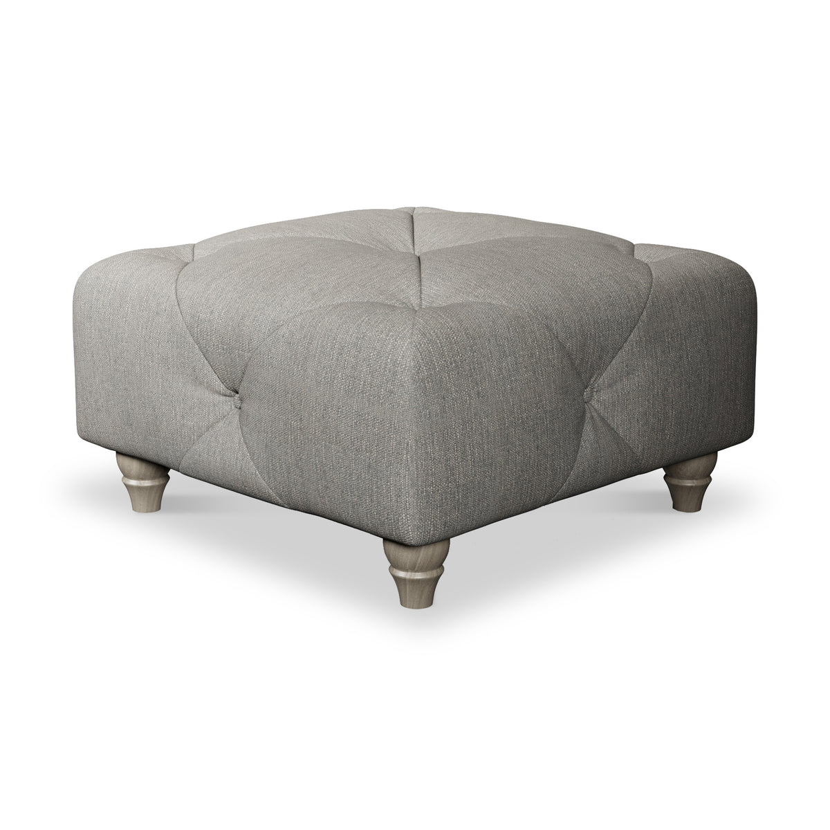 Everett Button Top Footstool Graphite Washed Oak Feet from Roseland Furniture