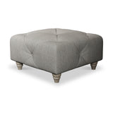 Everett Button Top Footstool Graphite Washed Oak Feet from Roseland Furniture